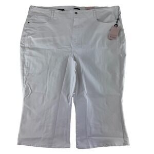 NYDJ Cool‎ Embrace Wide Leg Denim Crop Jeans Size 26W Optic White